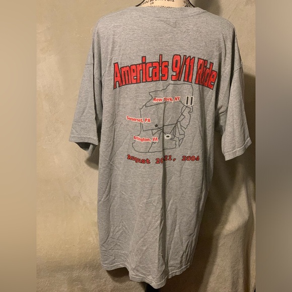 America’s 9/11 Ride August 20-21, 2004 Gray XL T Shirt - Picture 1 of 7